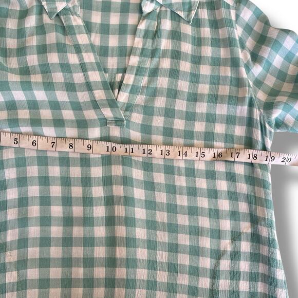 Soft Surroundings Size Small Minty Gingham Southern Charm Al Fresco Split Neck - Picture 5 of 6